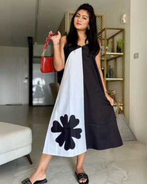 Black And White Patch Dress