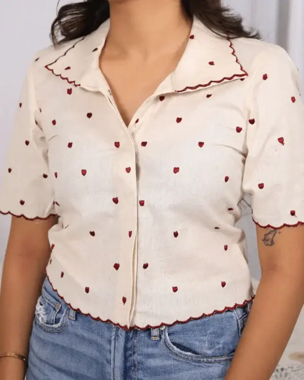 White Khadi Cotton Heart Shirt