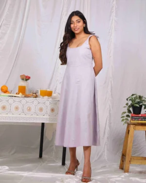 Lilac Cotton Midi Dress