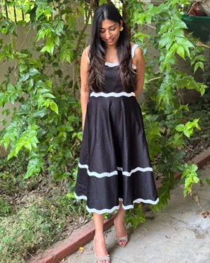 Black Flared Cotton Dress