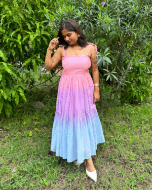 Pink and lavender blush midi dress